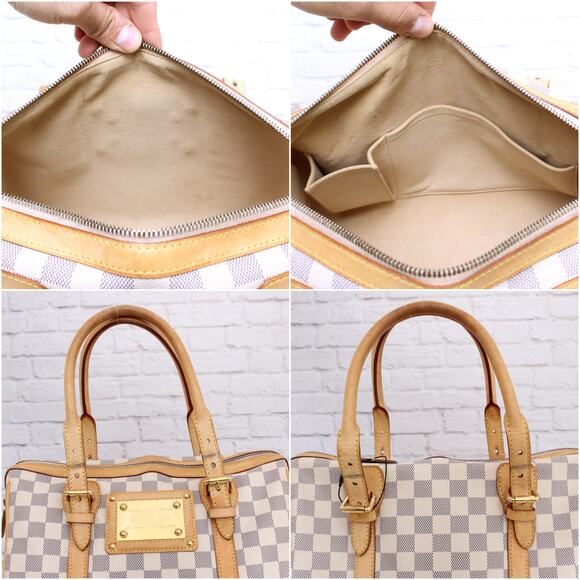 Louis Vuitton Berkeley Damier Azur Tote Shoulder Bag White Boston Duffle A5343 - Picture 6 of 11